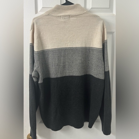 Dockers Quarter Zip Sweater Colorblock Black, Gray, and Beige Men’s Size Large - Picture 2 of 7